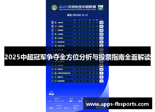 2025中超冠军争夺全方位分析与投票指南全面解读